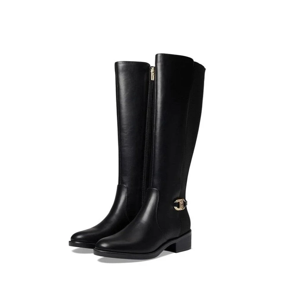 Tommy Hilfiger Womens 7.5 M Black Imizza Knee High Riding Boots NIB RX0